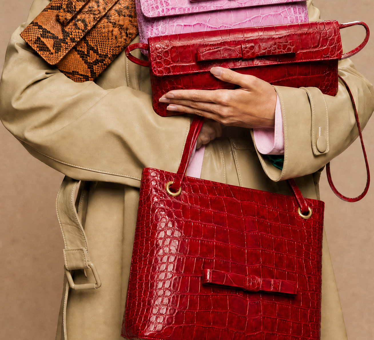 Leticia Red Coco Leather Bag