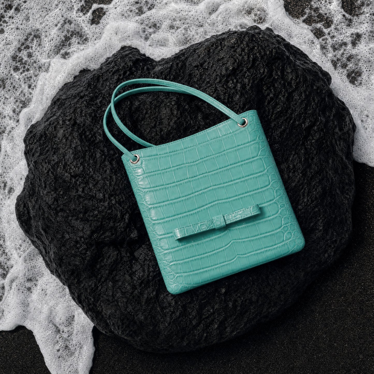 Leticia Turquoise Blue Coco Leather Bag