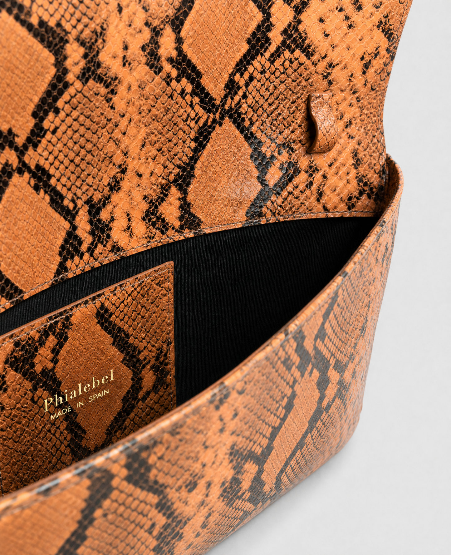 Belén Orange Snake Leather Clutch