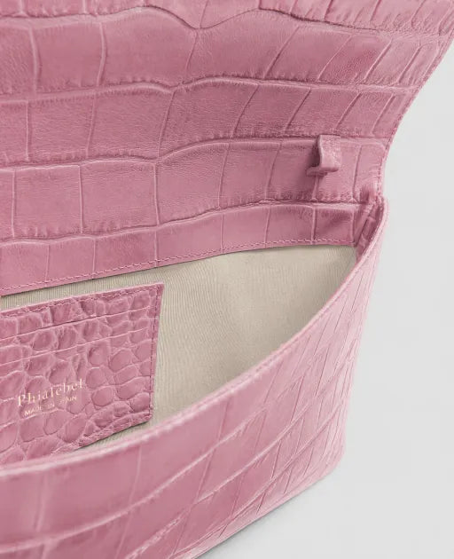 Bolso cartera de piel de vacuno con estampado de coco rosa