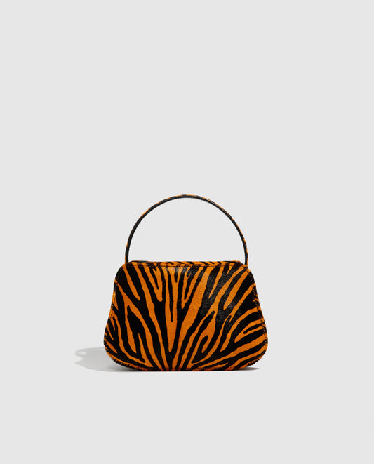 Bolso mini de pelo Phialebel en print de zebra naranja y negro
