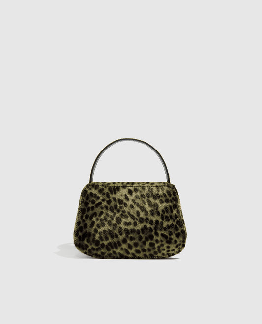 Bolso mini de pelo Phialebel en print de leopardo verde