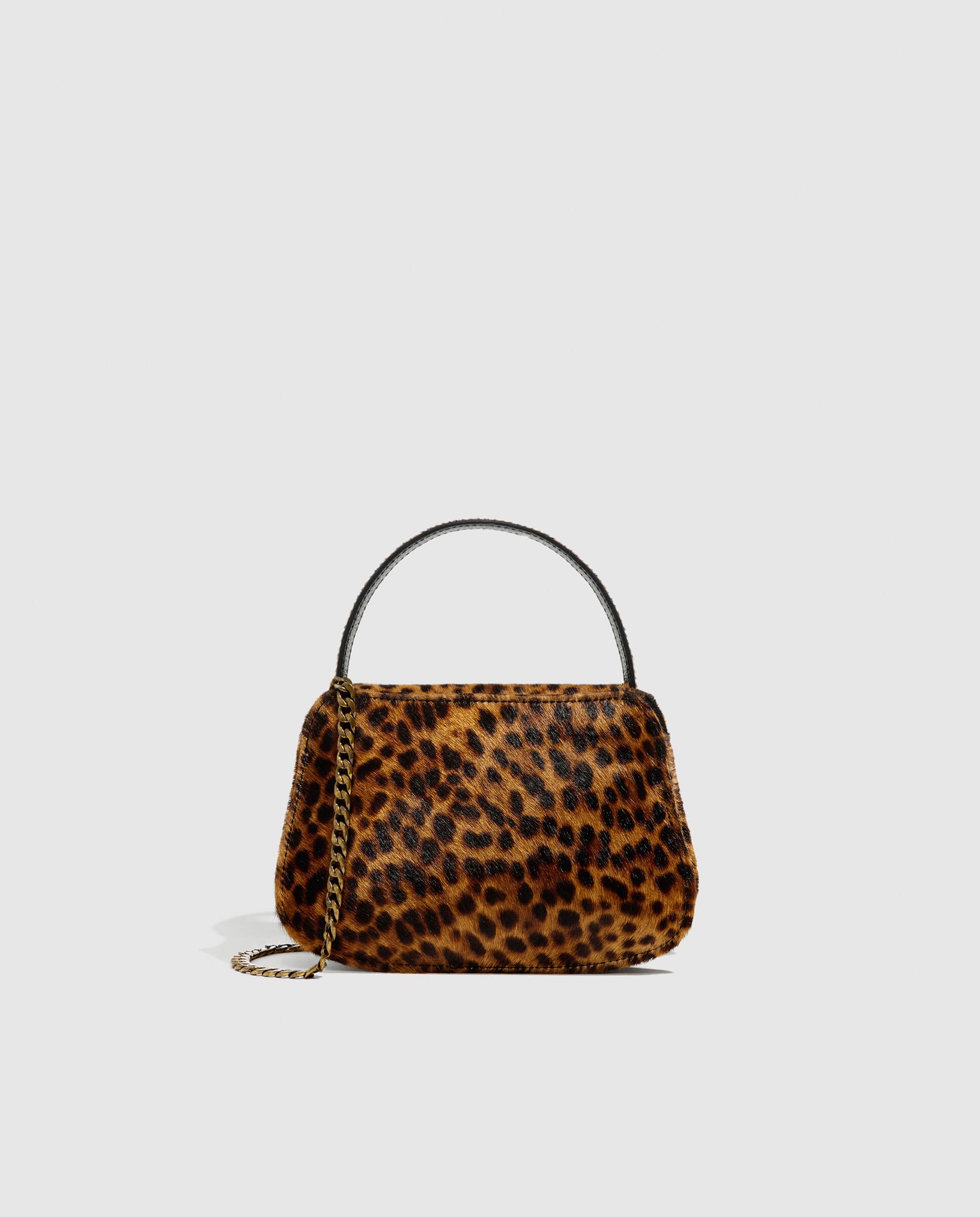 Bolso mini de pelo Phialebel en print de leopardo camel