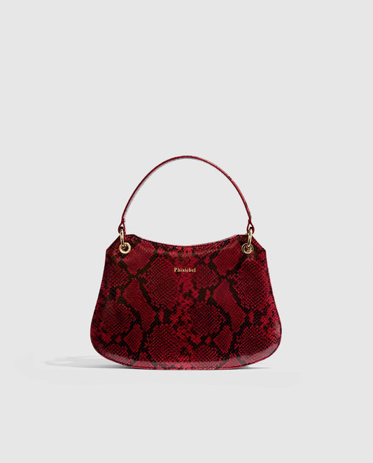 Bolsos de mano  Phialebel con  piel efecto pitón roja. hecho en España