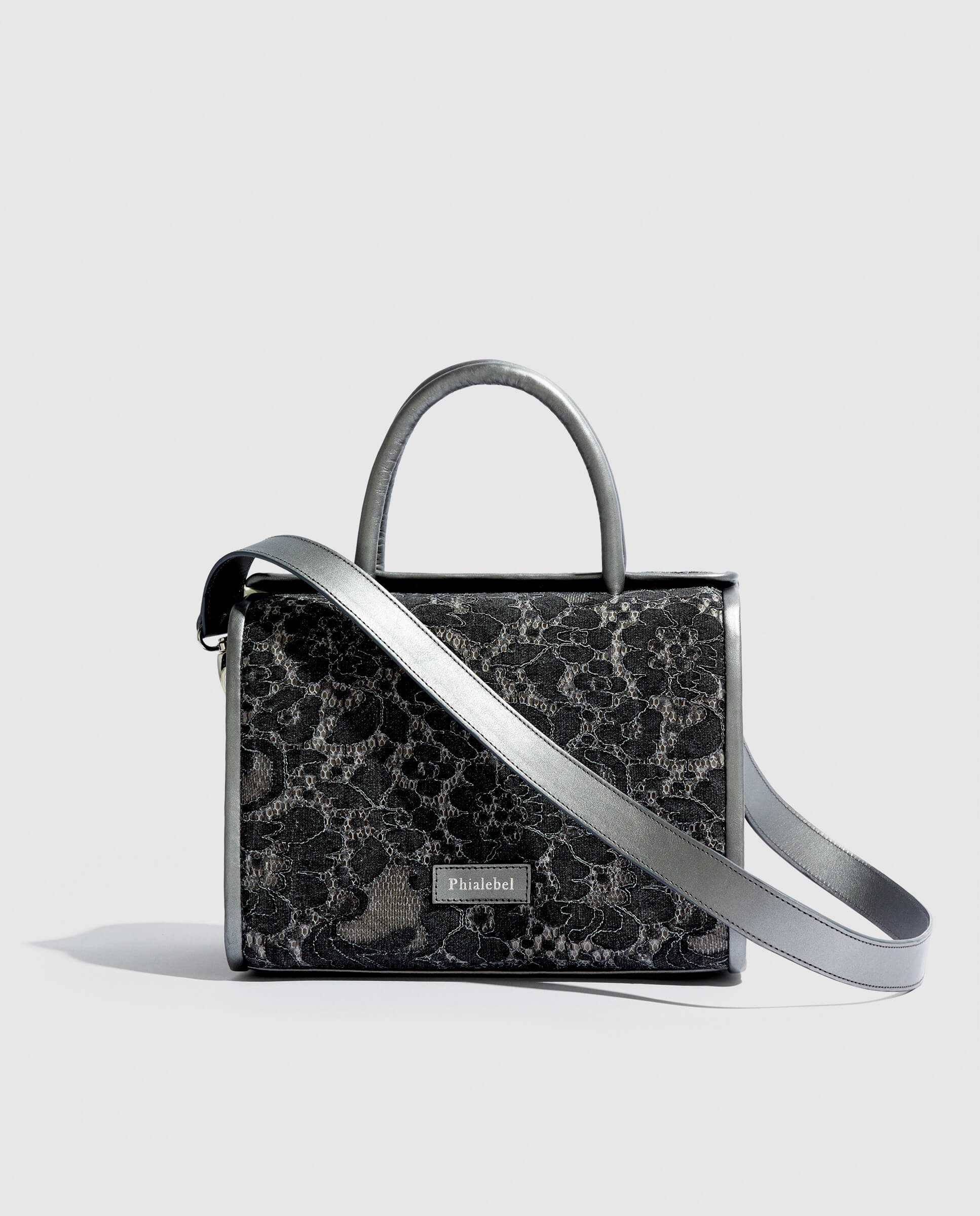 Bolso de mano de encaje gris Phialebel