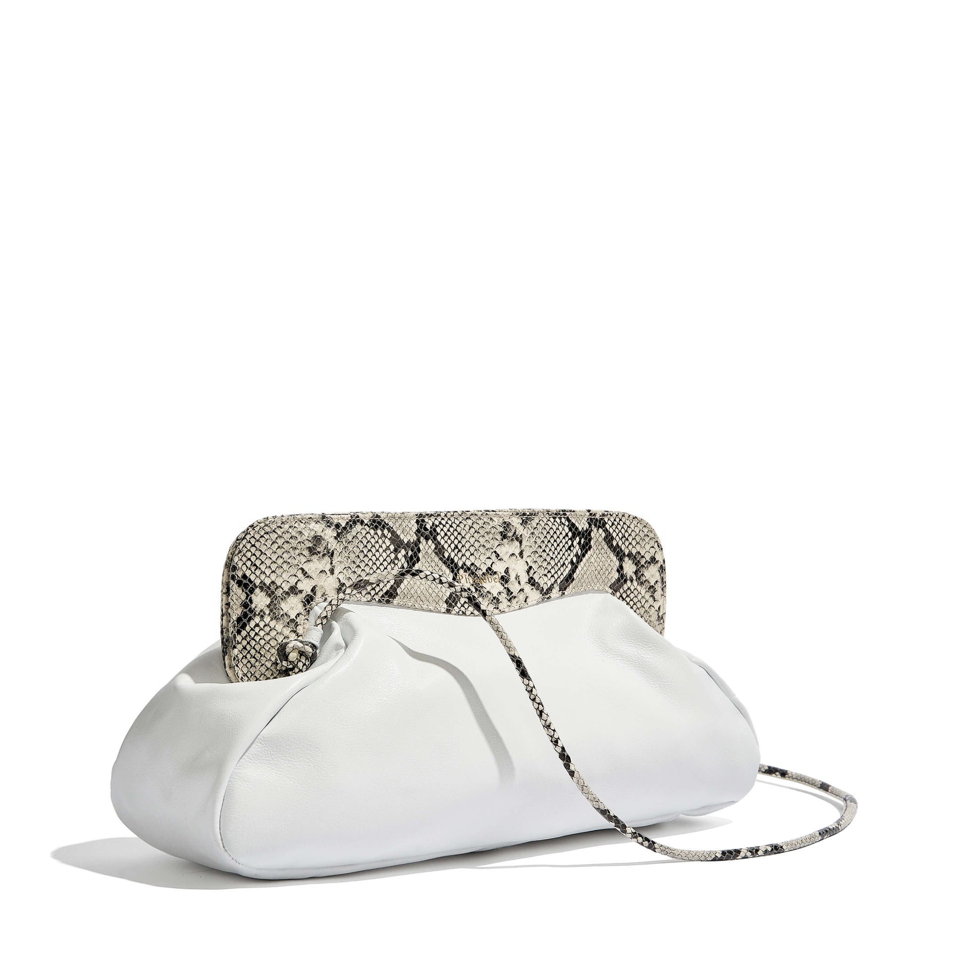 Bolso de piel blanco Phialebel con boquilla de serpiente natural