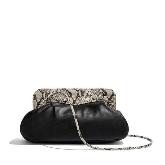 Bolso de piel negro Phialebel con boquilla de serpiente natural