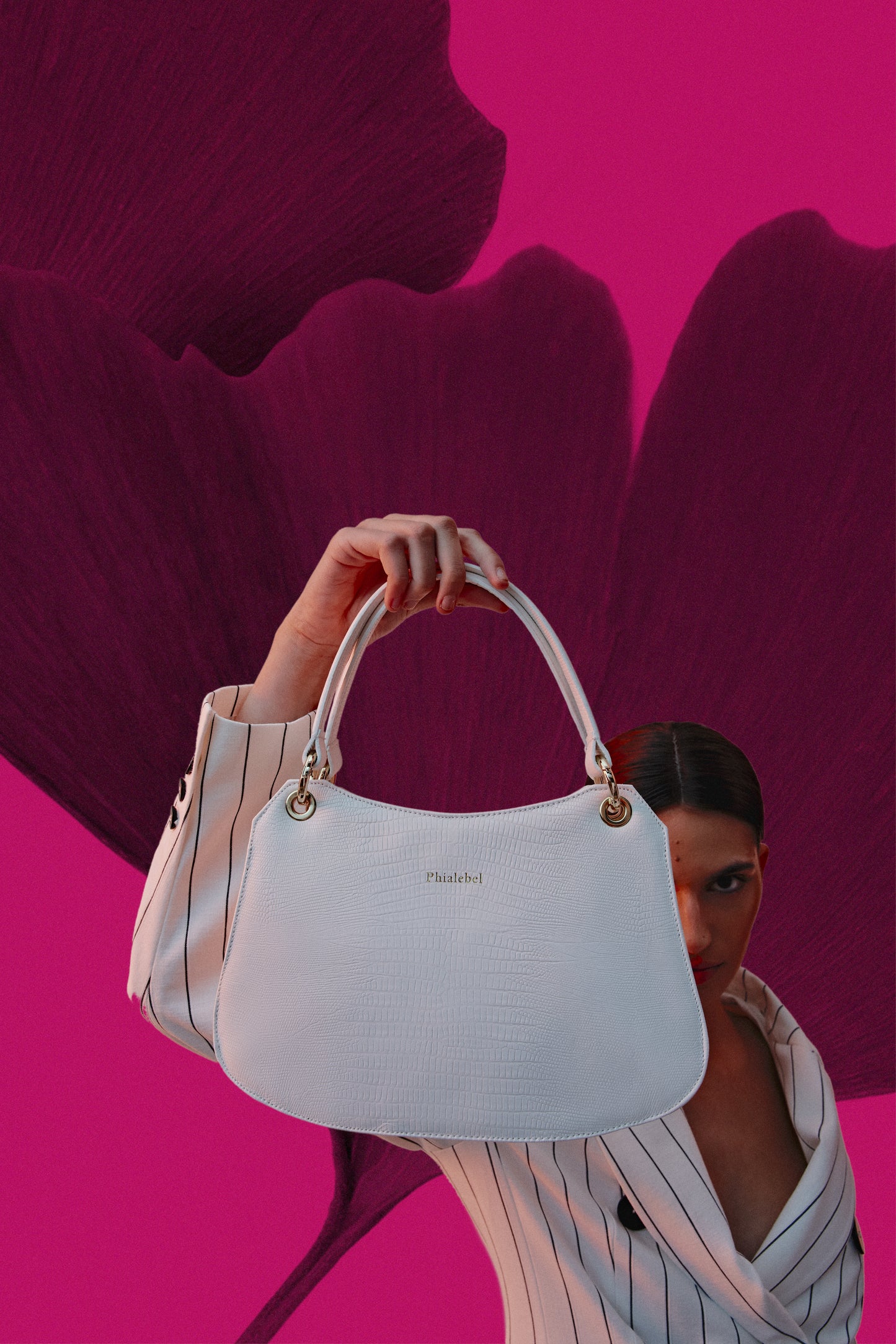 Bolso mini blanco metalizado efecto lizard skin