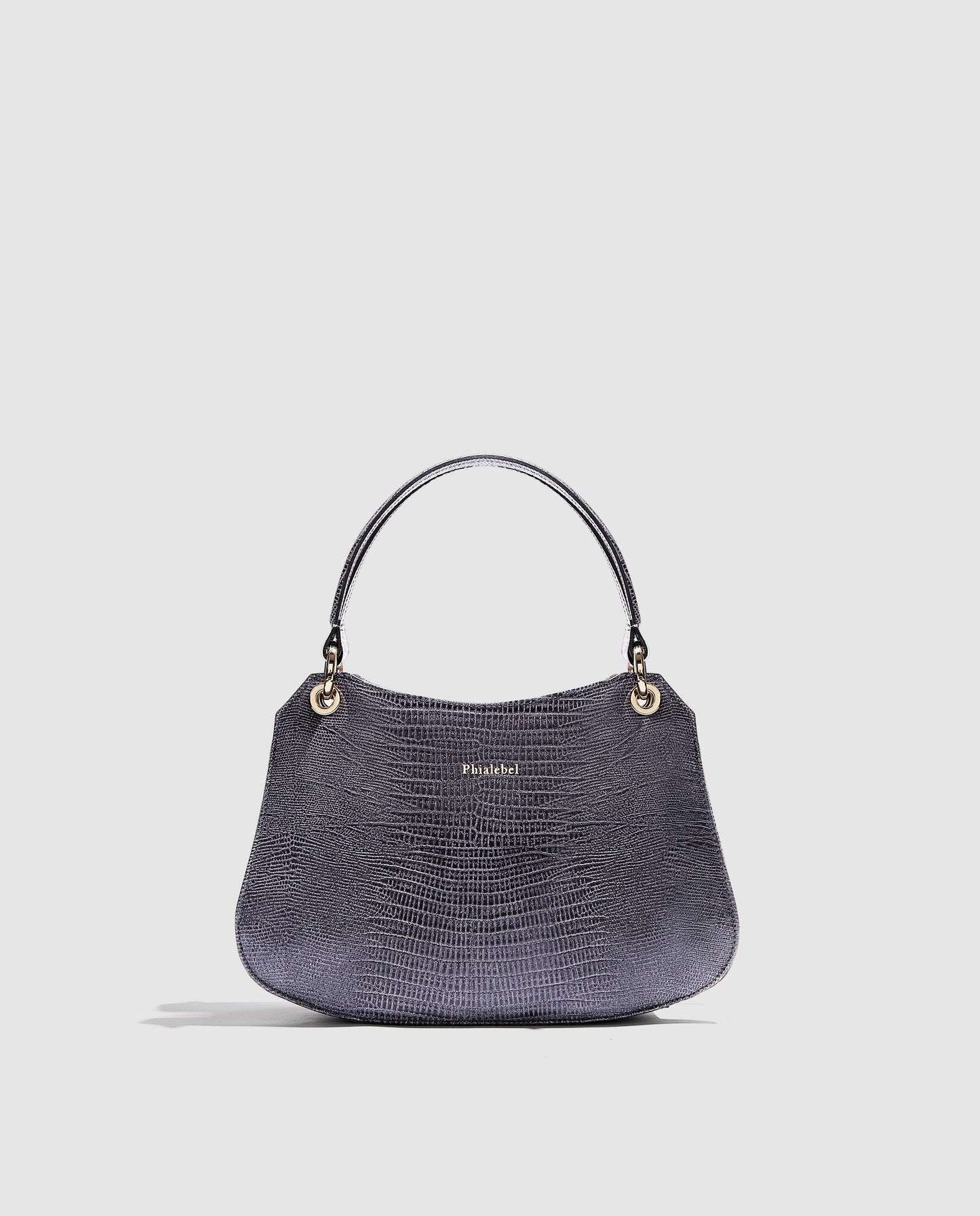 Bolso gris metalizado efecto lizard