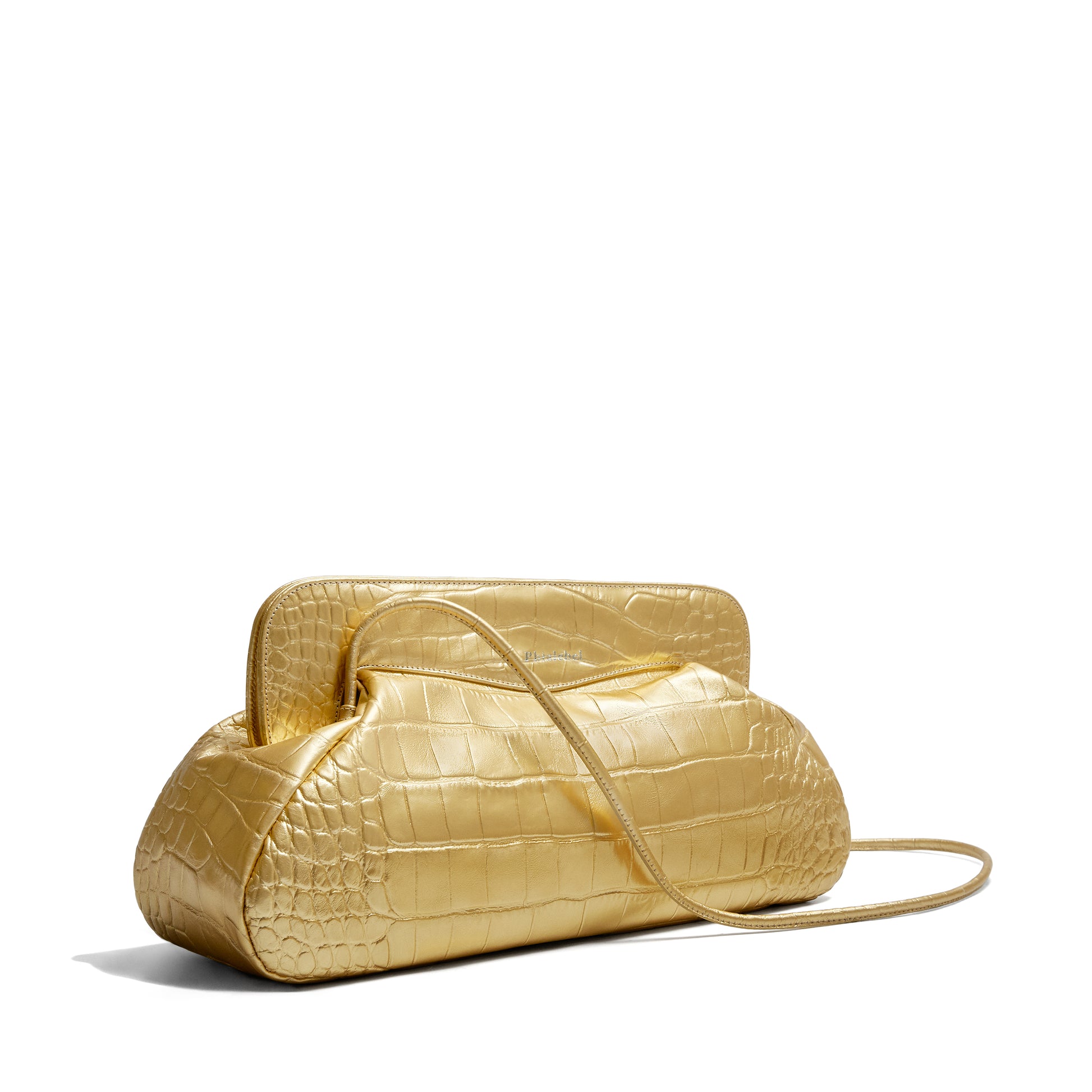 Perfil de bolso dorado de hombro en acabado metalizado