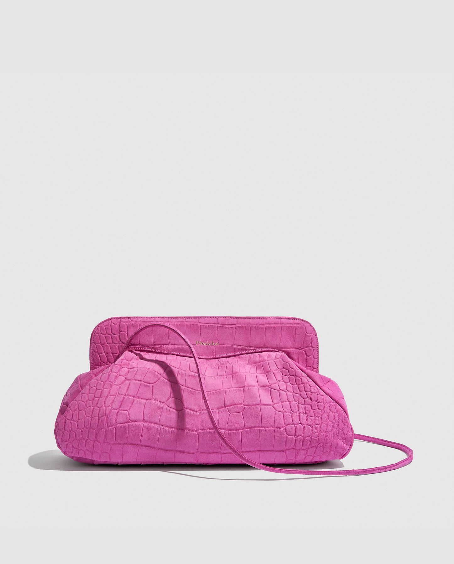 Bolso de hombro rosa fucsia efecto piel de cocodrilo