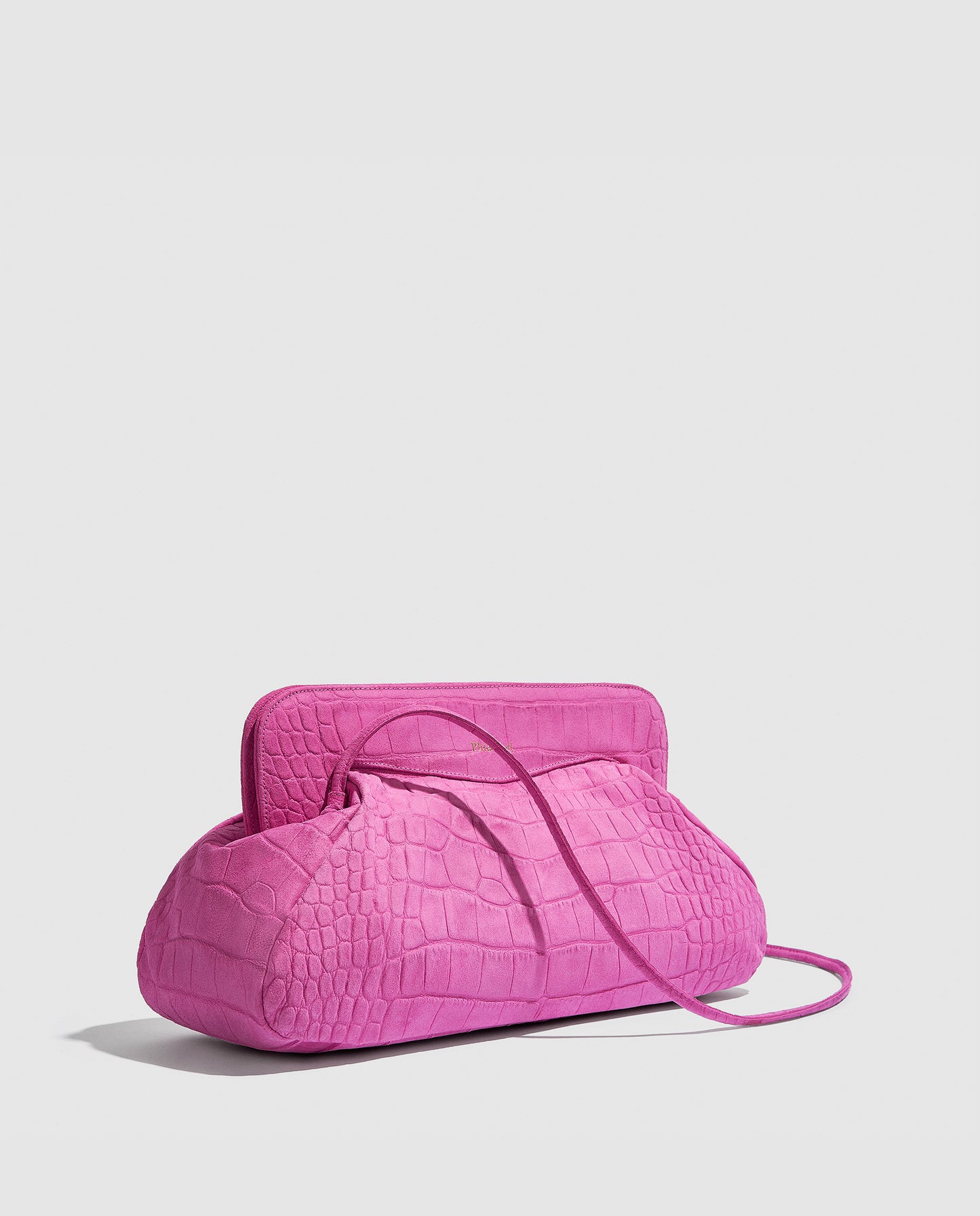 Bolso rosa fucsia para hombro con tejido efecto cocodrilo