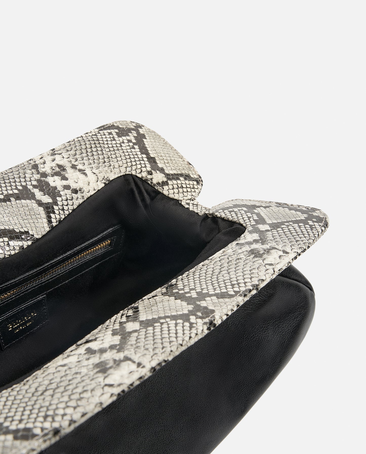Bolso de piel negro Phialebel con boquilla de serpiente natural