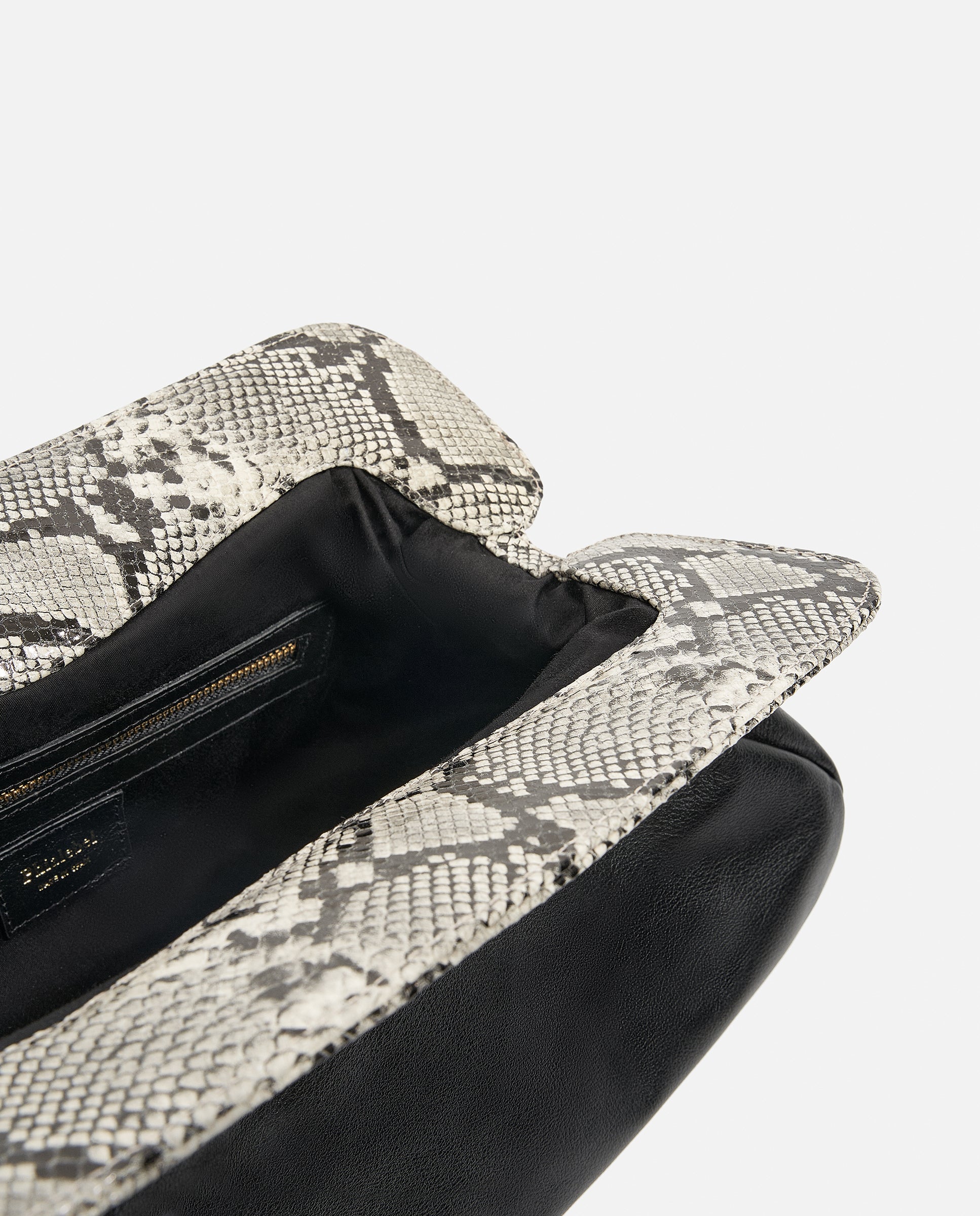 Bolso de piel negro Phialebel con boquilla de serpiente natural