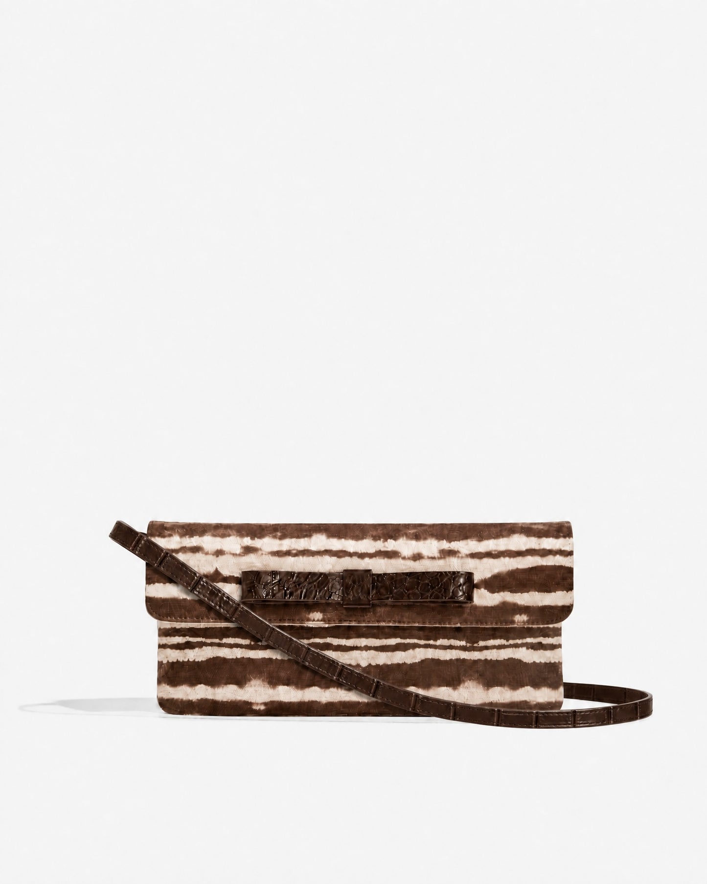 Clutch bag in black crocodile-embossed cowhide leather
