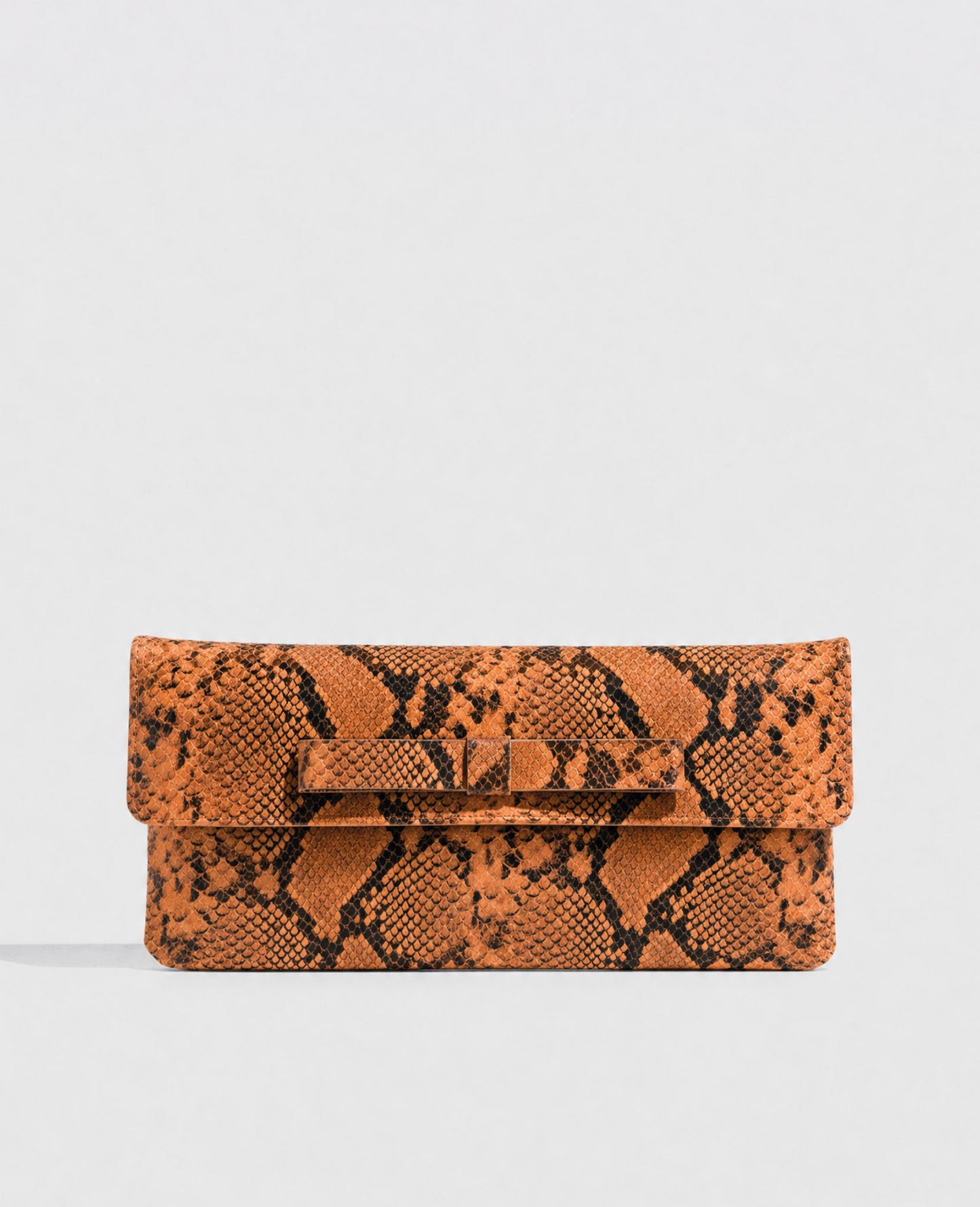Belén Orange Snake Leather Clutch