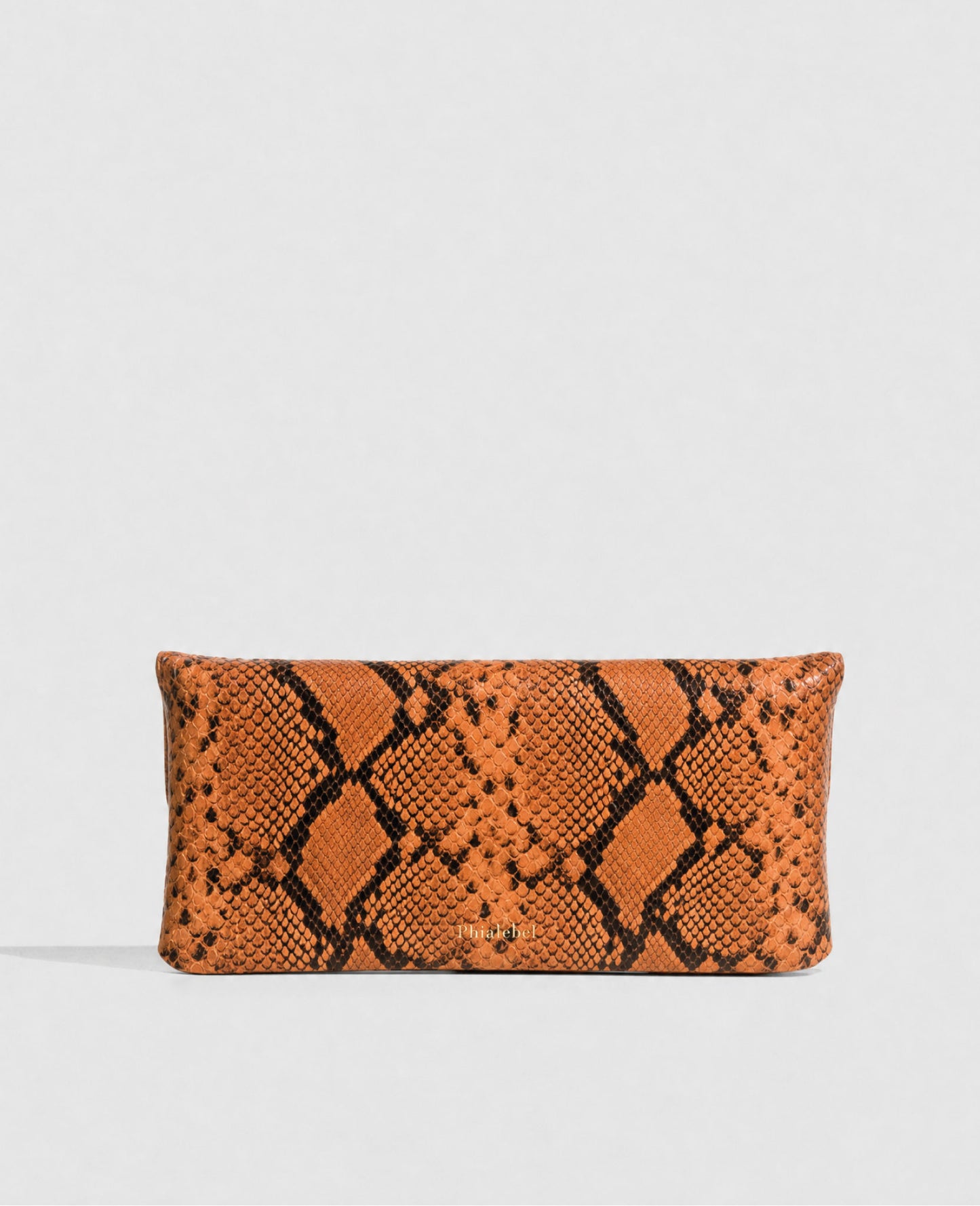 Belén Orange Snake Leather Clutch