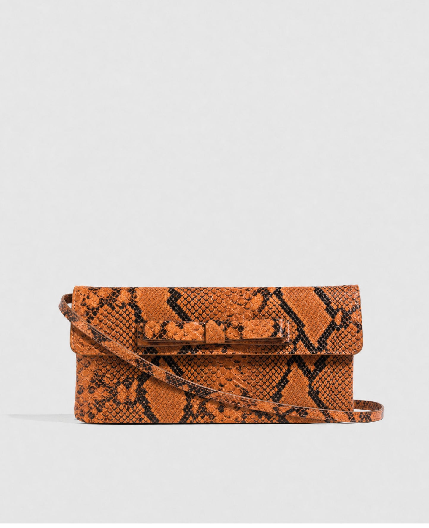 Belén Orange Snake Leather Clutch