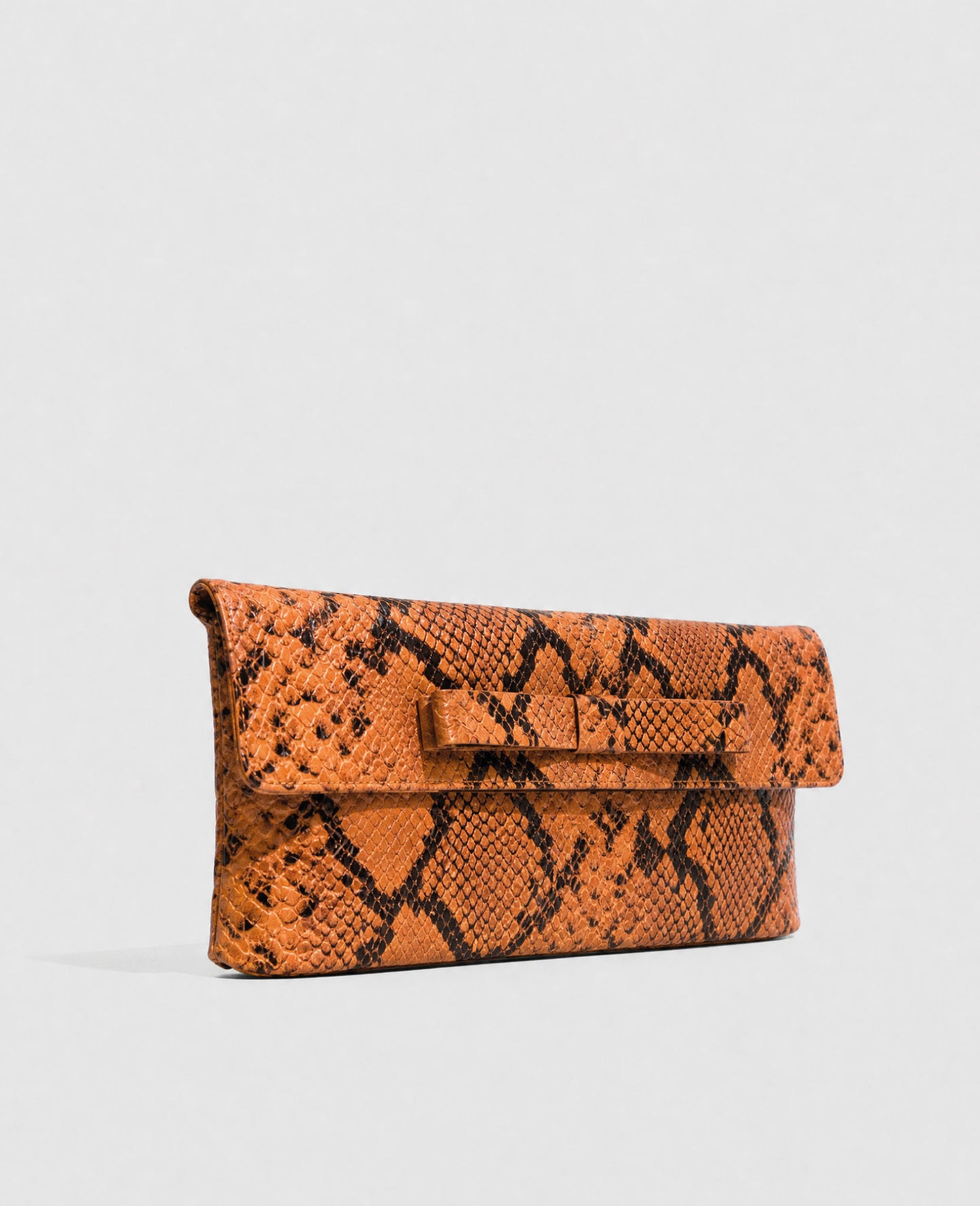 Belén Orange Snake Leather Clutch
