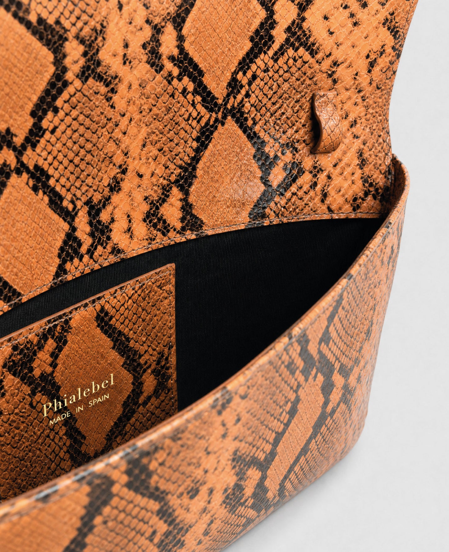 Belén Orange Snake Leather Clutch