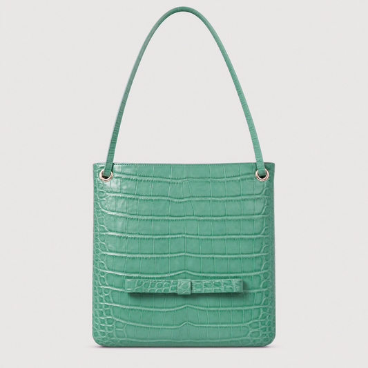 Leticia Turquoise Blue Coco Leather Bag