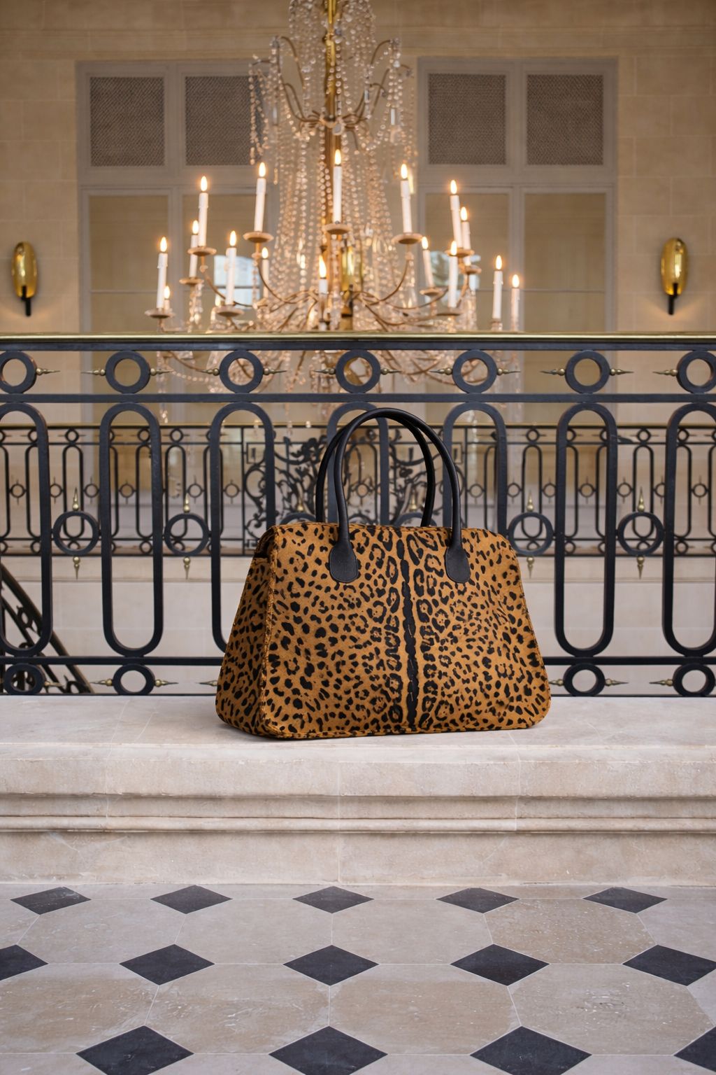 Tote Leopardo camel
