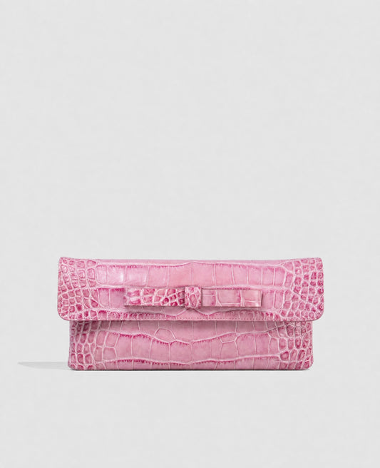 Bolso cartera de piel de vacuno con estampado de coco rosa
