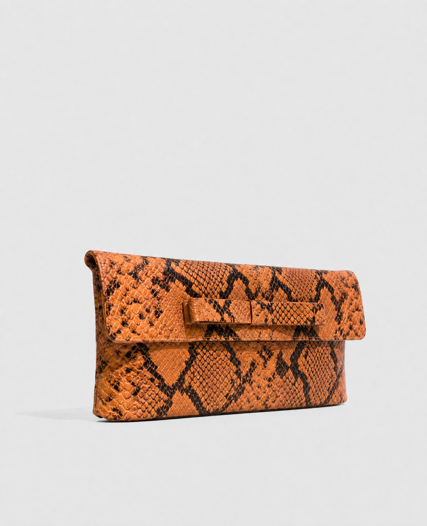 Belén Orange Snake Leather Clutch