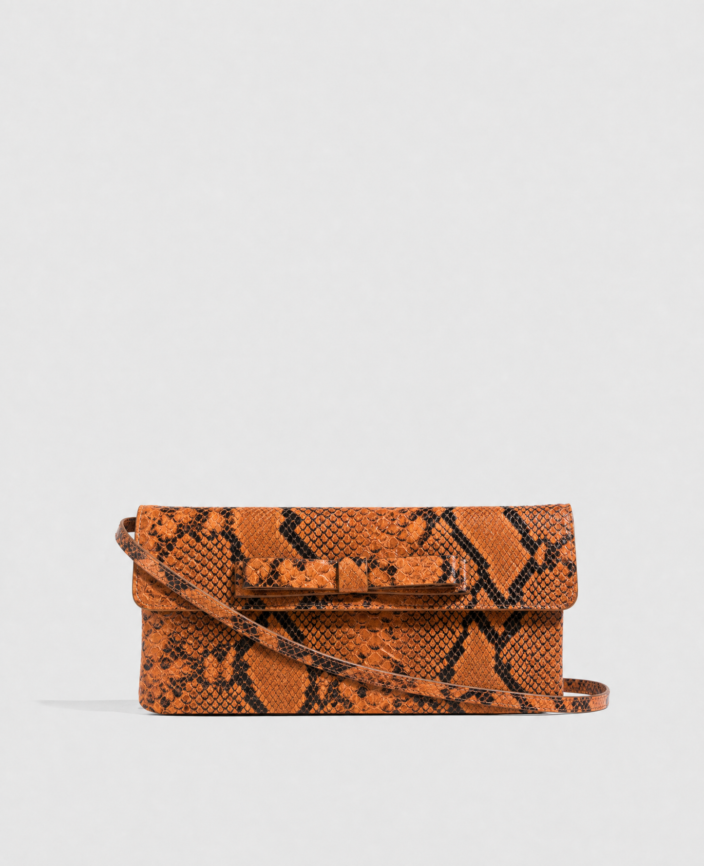 Belén Orange Snake Leather Clutch