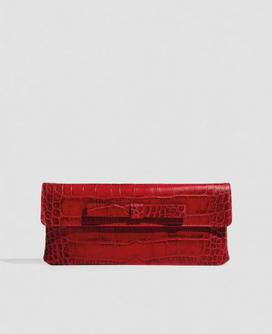 Bolso cartera de piel de vacuno con estampado de coco rojo