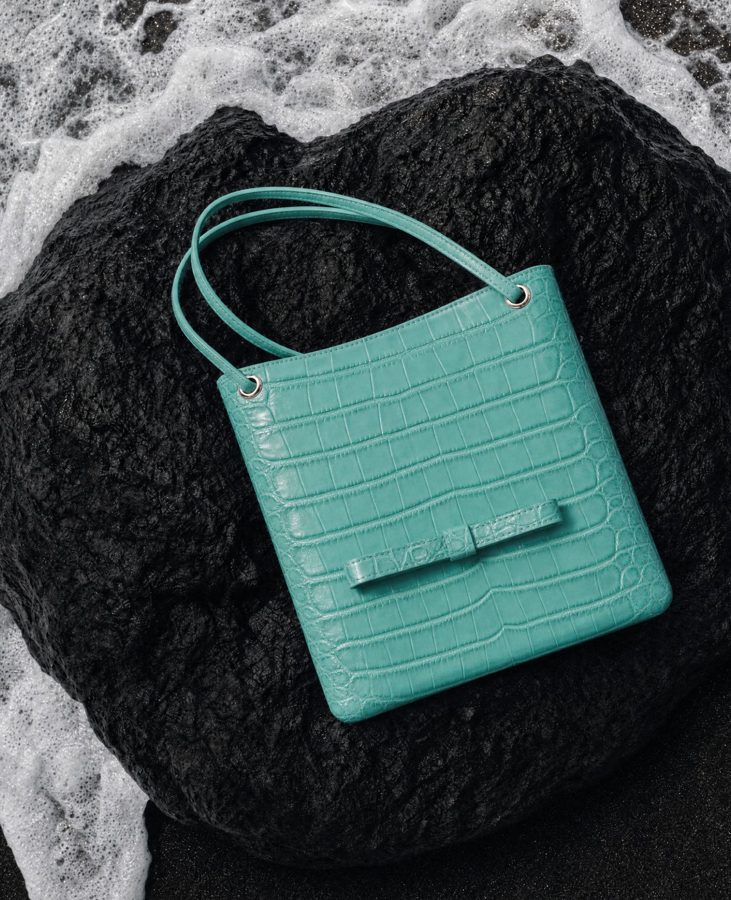 Leticia Turquoise Blue Coco Leather Bag