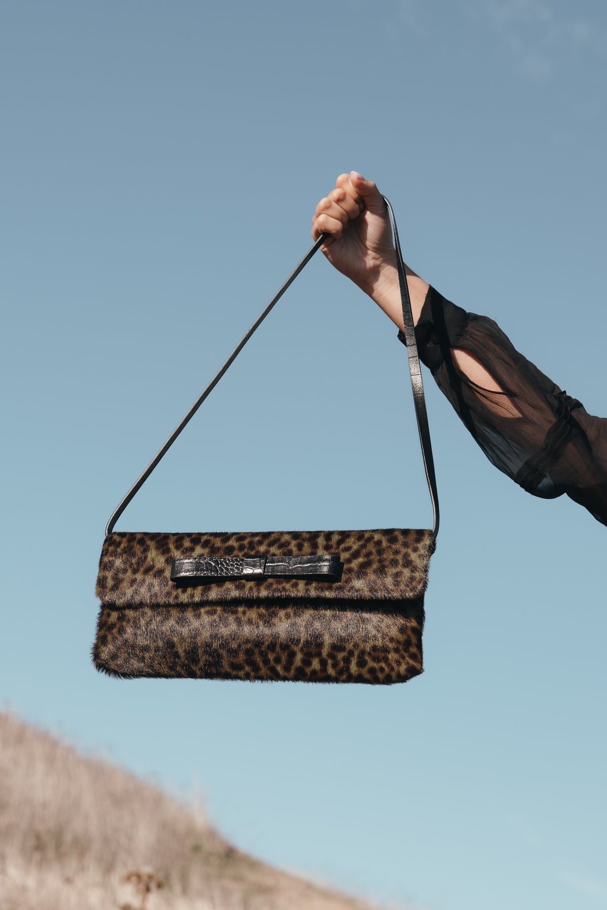 Belén Clutch Calf Hair Leopard Green