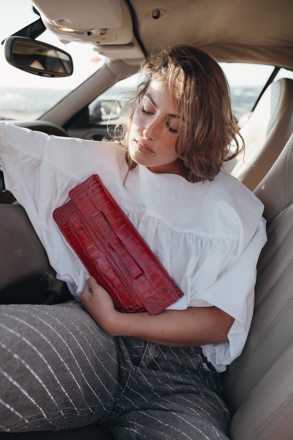 Belén Clutch Croc Red