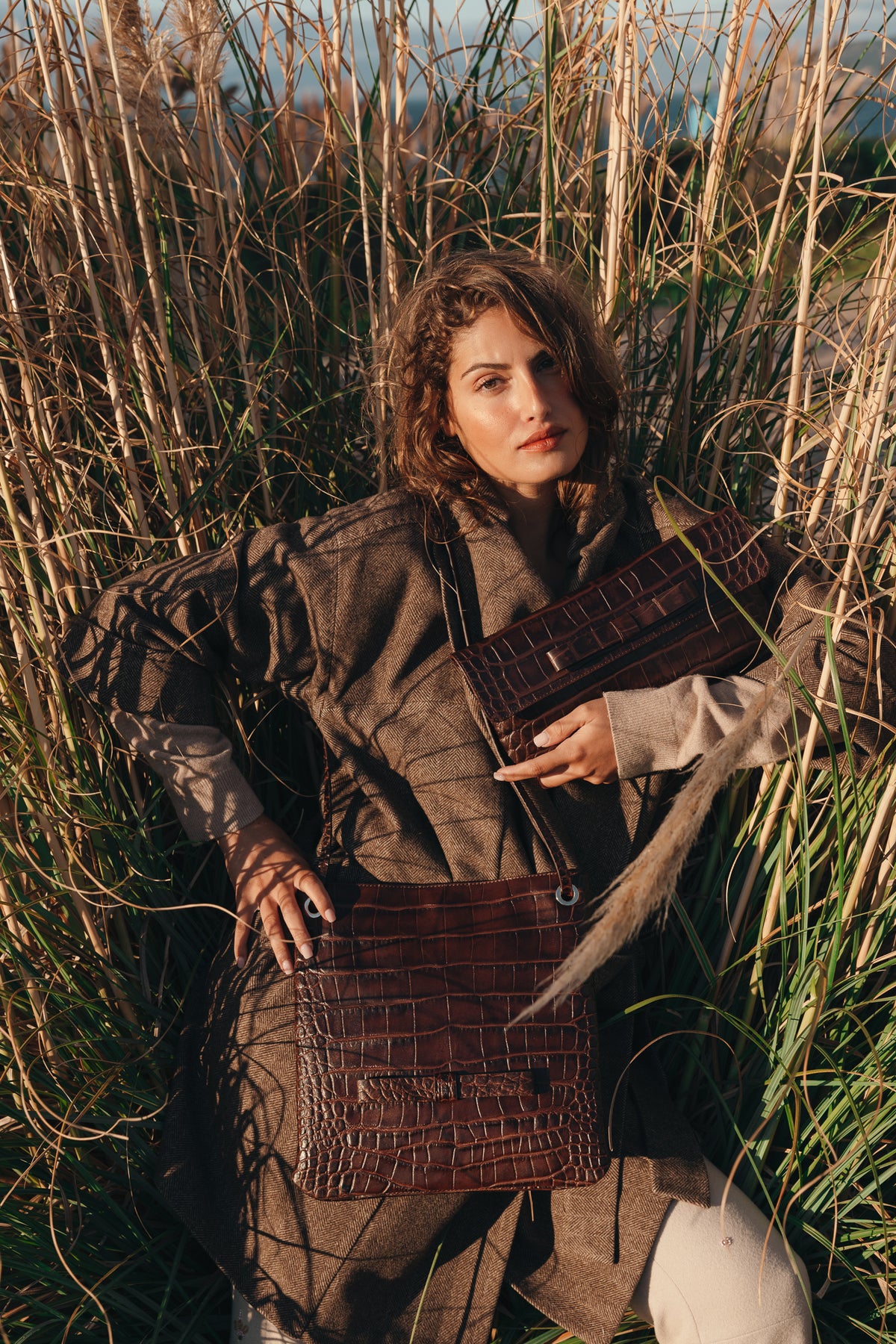 Leticia Bag Croc Leather Brown