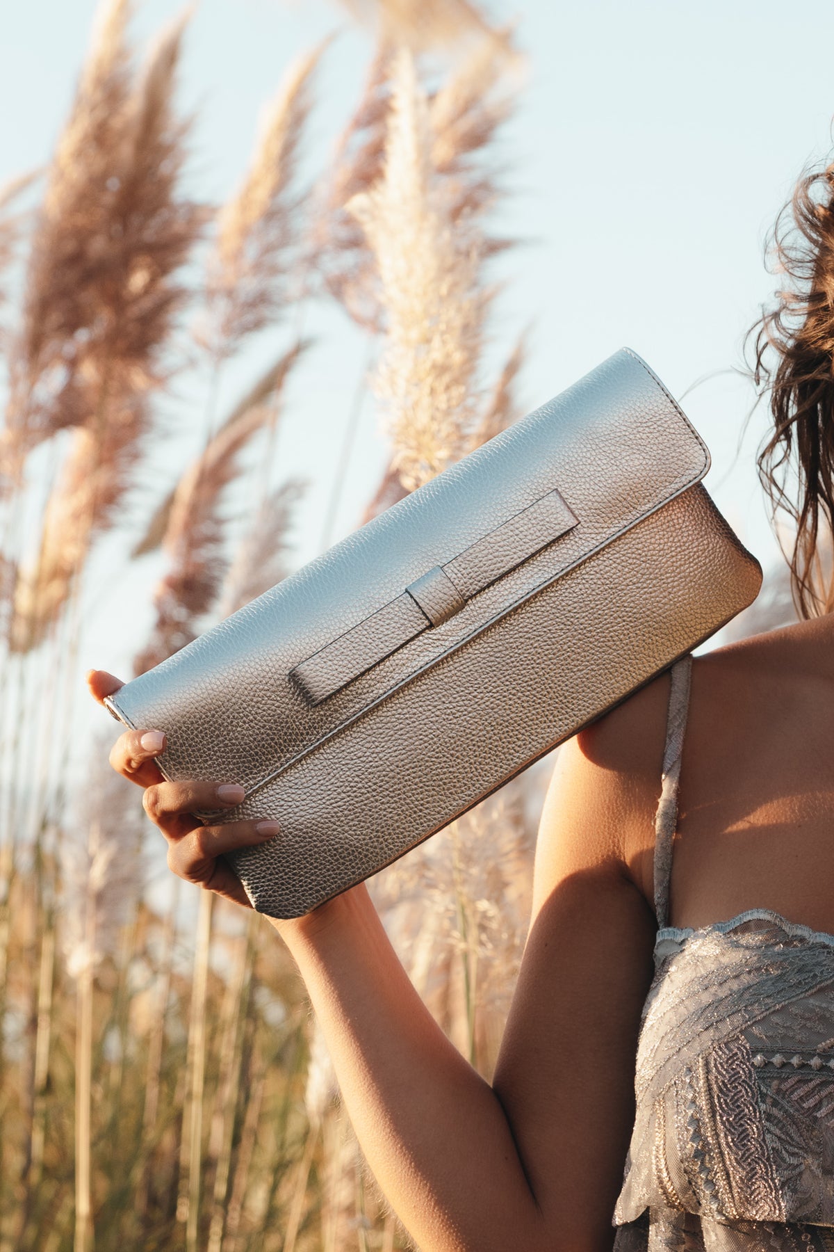 Cartera Belén Piel Plata