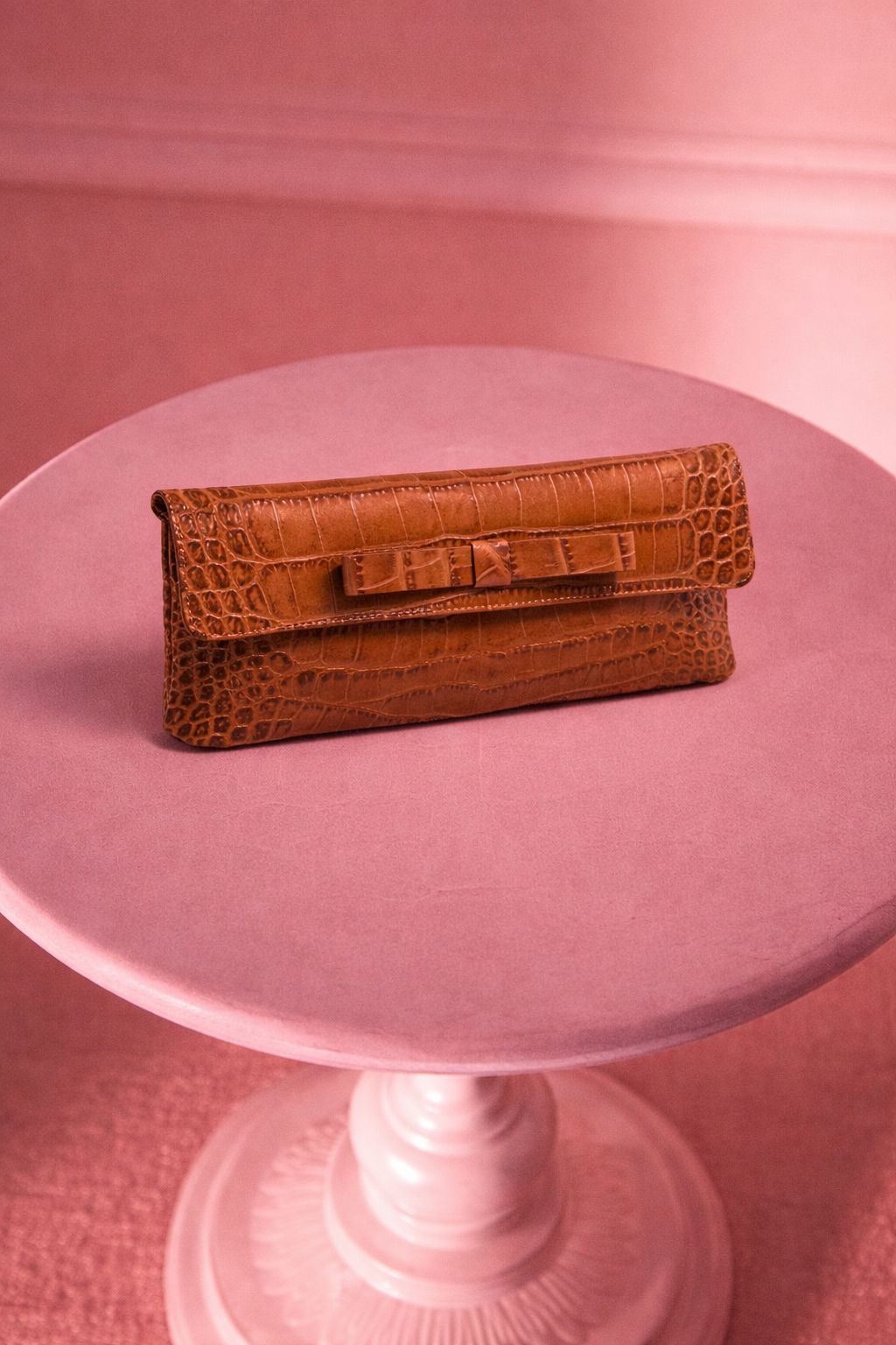 Bolso cartera de piel de vacuno con estampado de coco camel