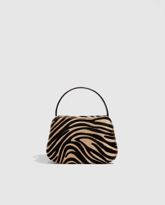 Bolso mini de pelo Phialebel en print de zebra blanco y negro