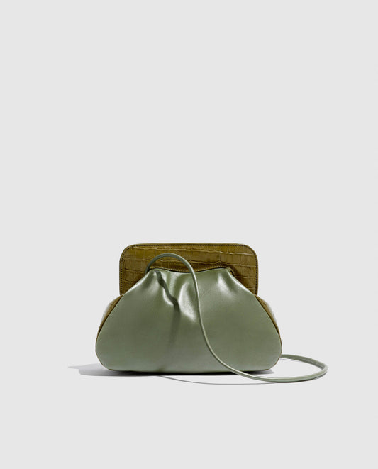 Bolso de hombro Phialebel fabricado en España en piel verde oliva.