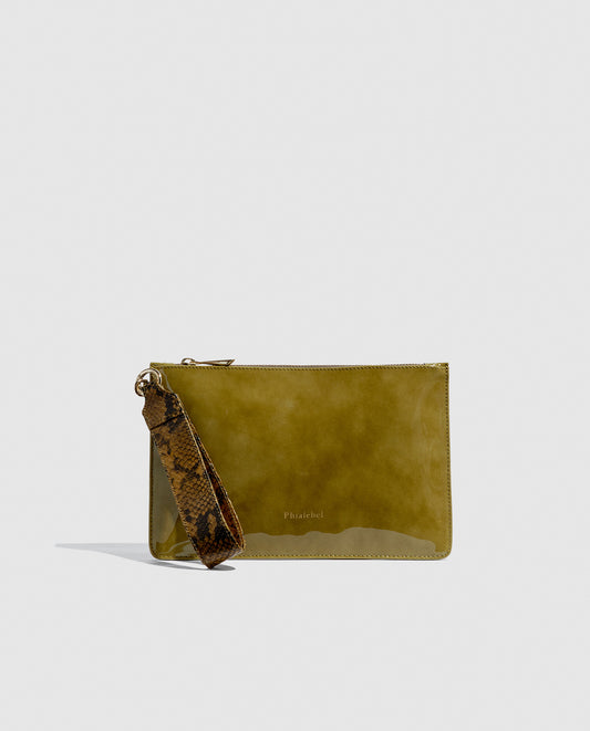 Mini Pouch green olive patent leather