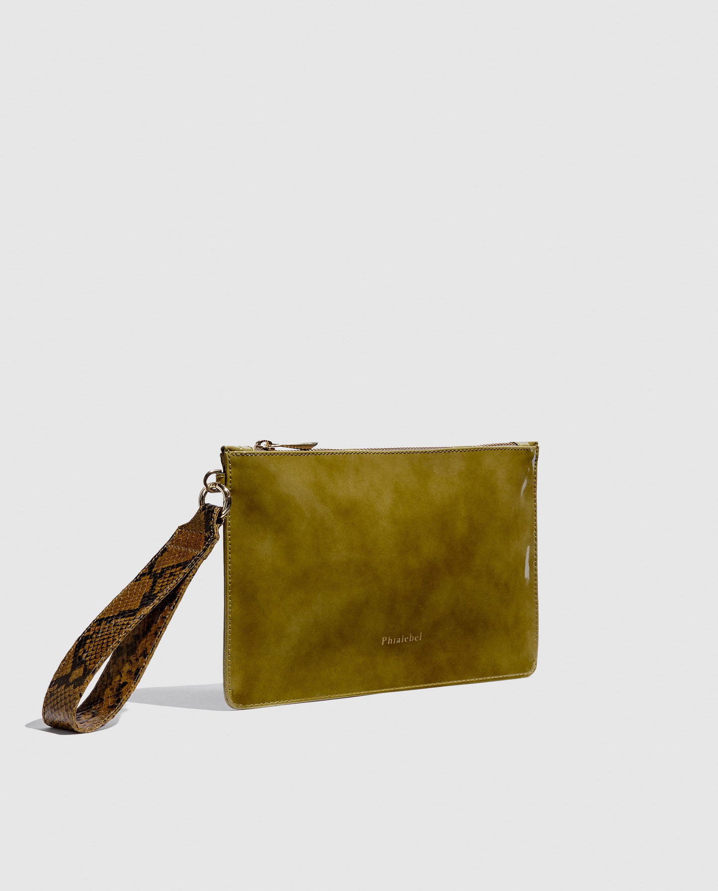 Mini Pouch green olive patent leather