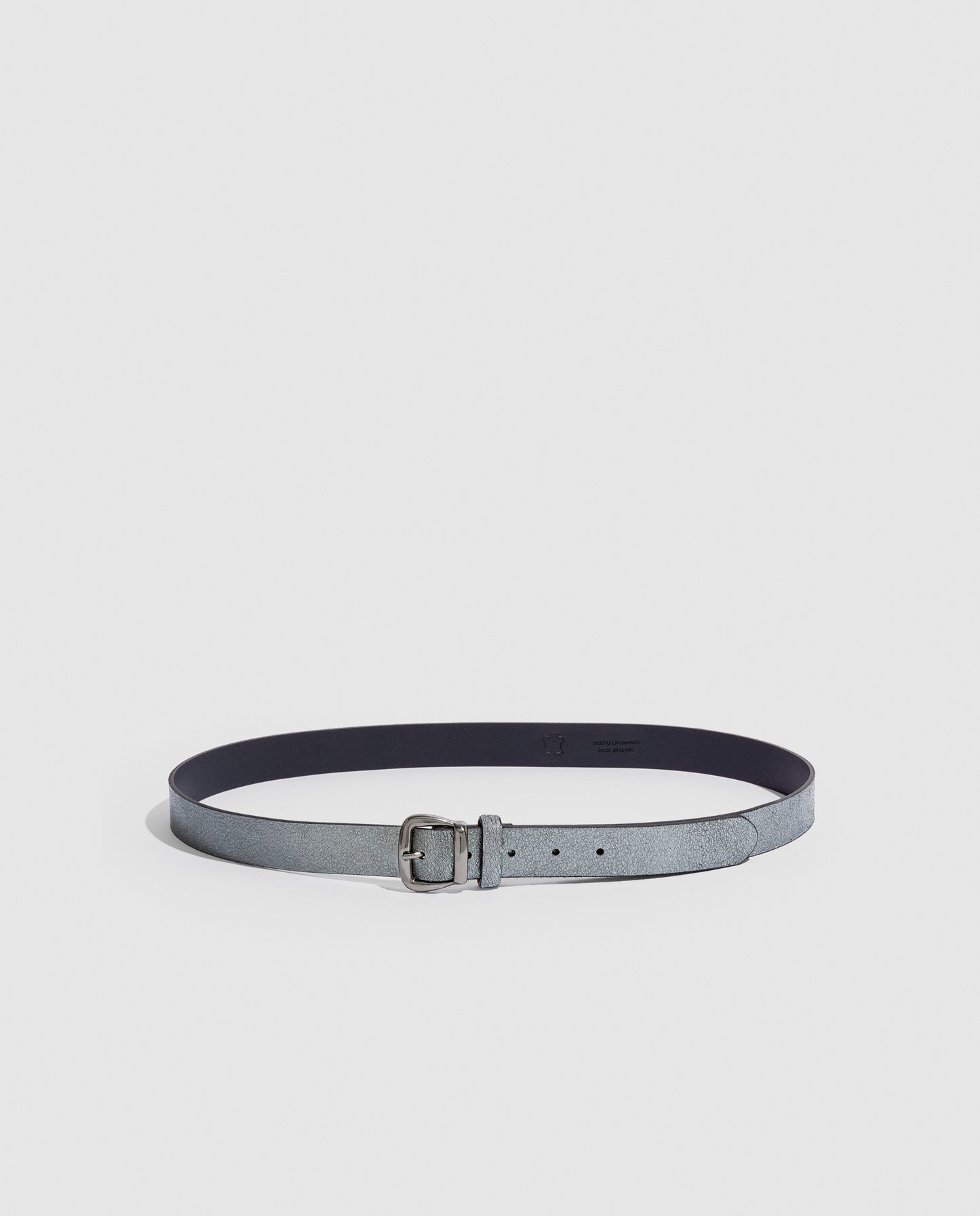 Silver dark metallic leather belt