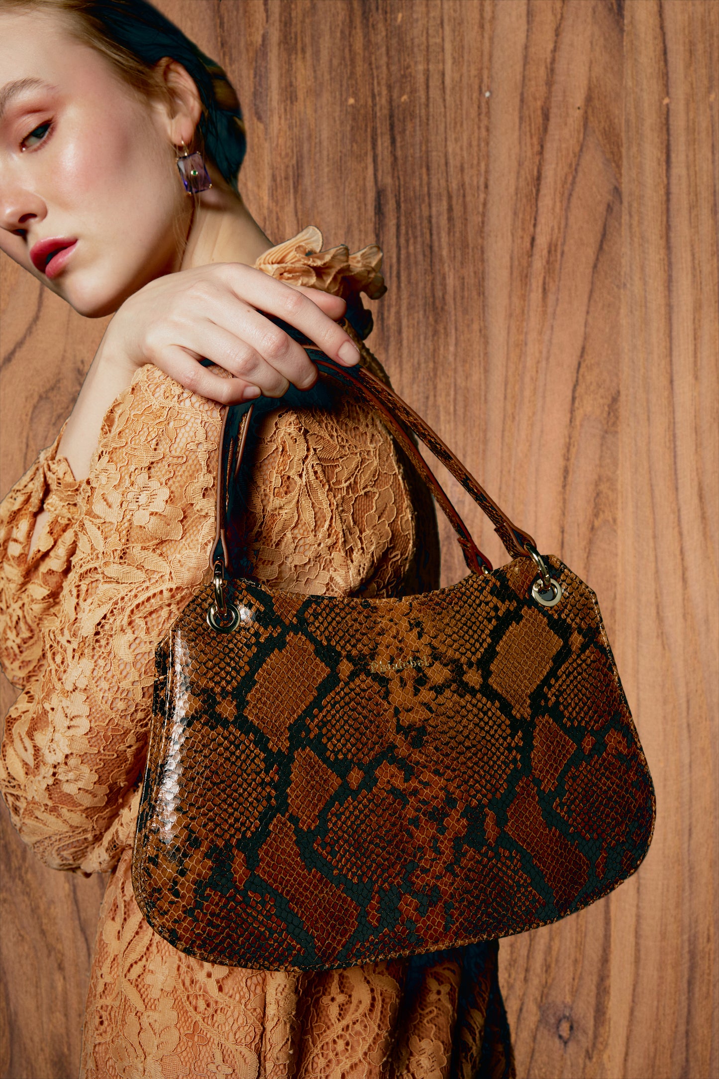 Mini Olympia camel snakeskin print