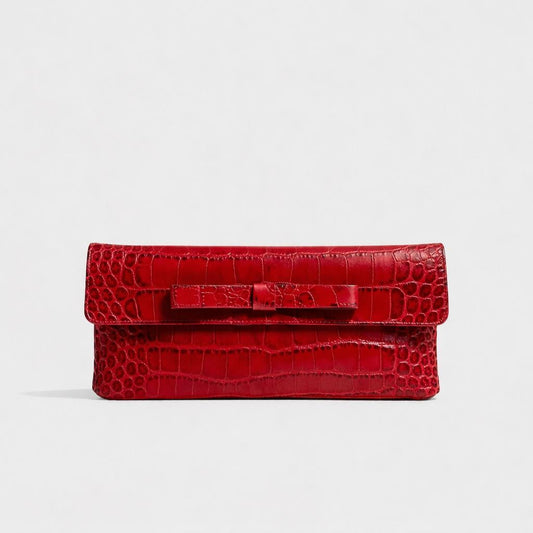 Bolso cartera de piel de vacuno con estampado de coco roja