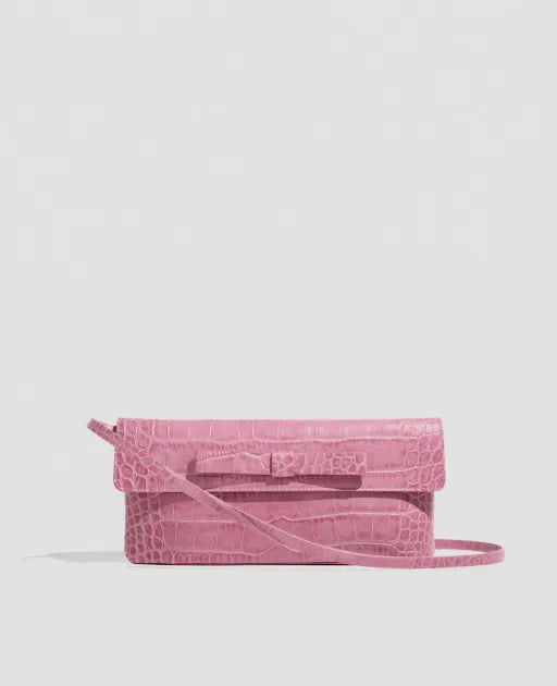 Bolso cartera de piel de vacuno con estampado de coco rosa