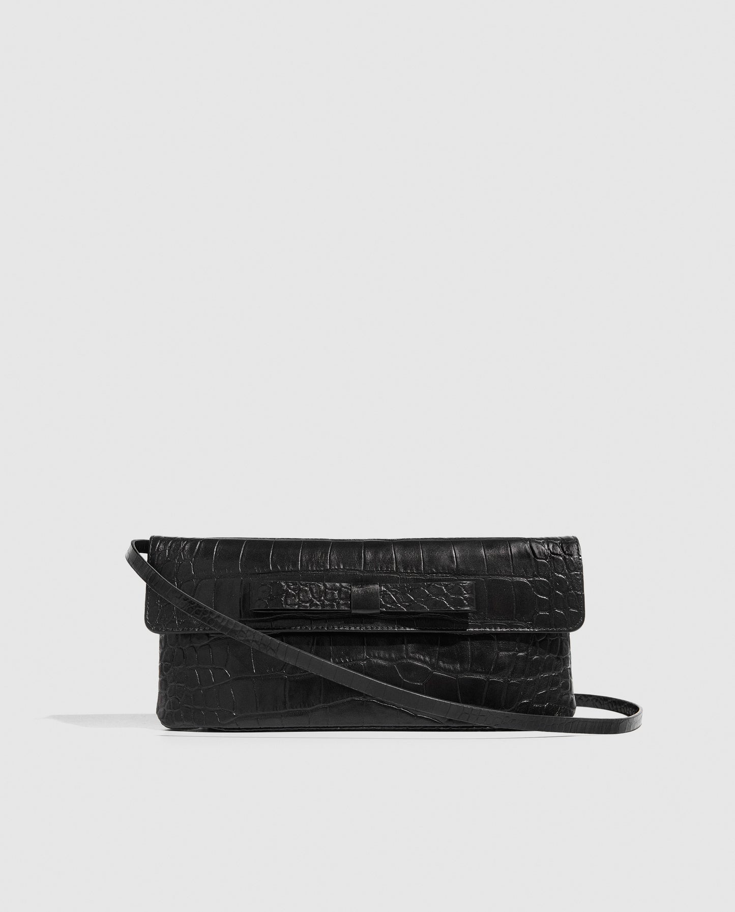 Bolso cartera de piel de vacuno con estampado de coco negro