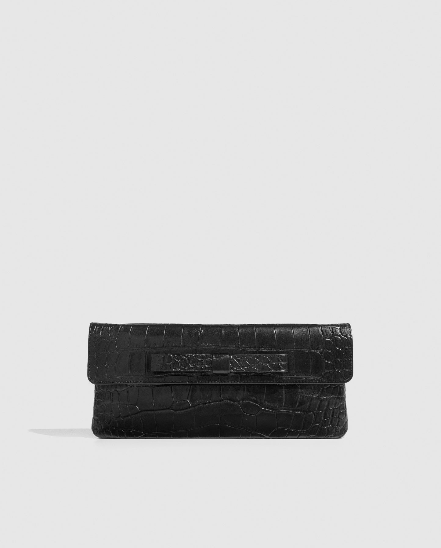 Bolso cartera de piel de vacuno con estampado de coco negro