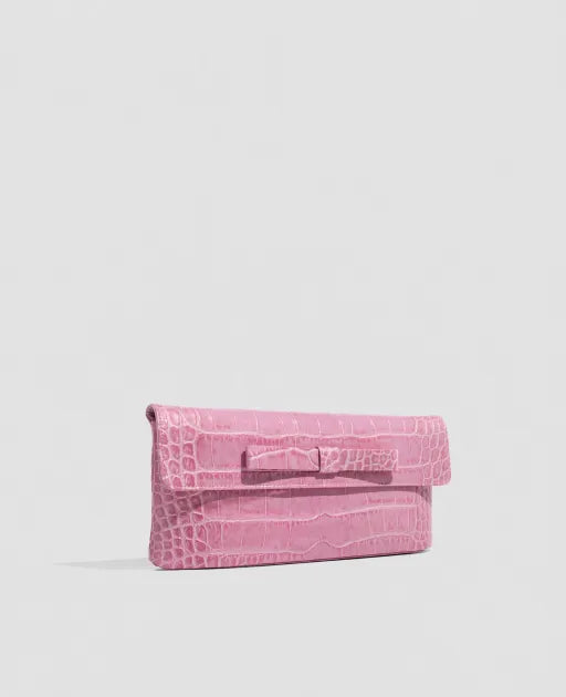 Bolso cartera de piel de vacuno con estampado de coco rosa