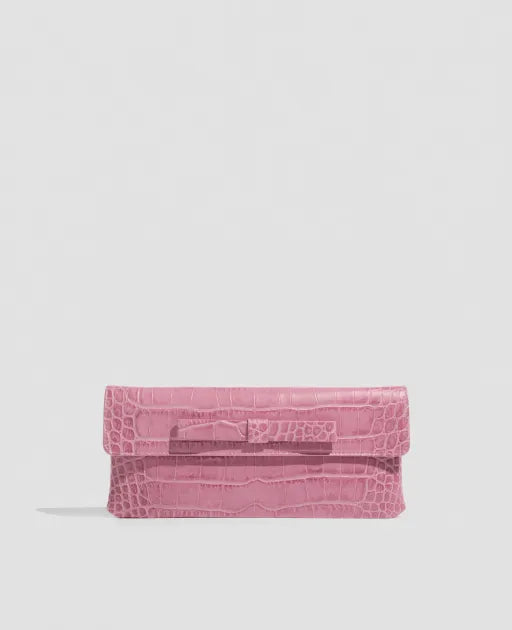 Bolso cartera de piel de vacuno con estampado de coco rosa