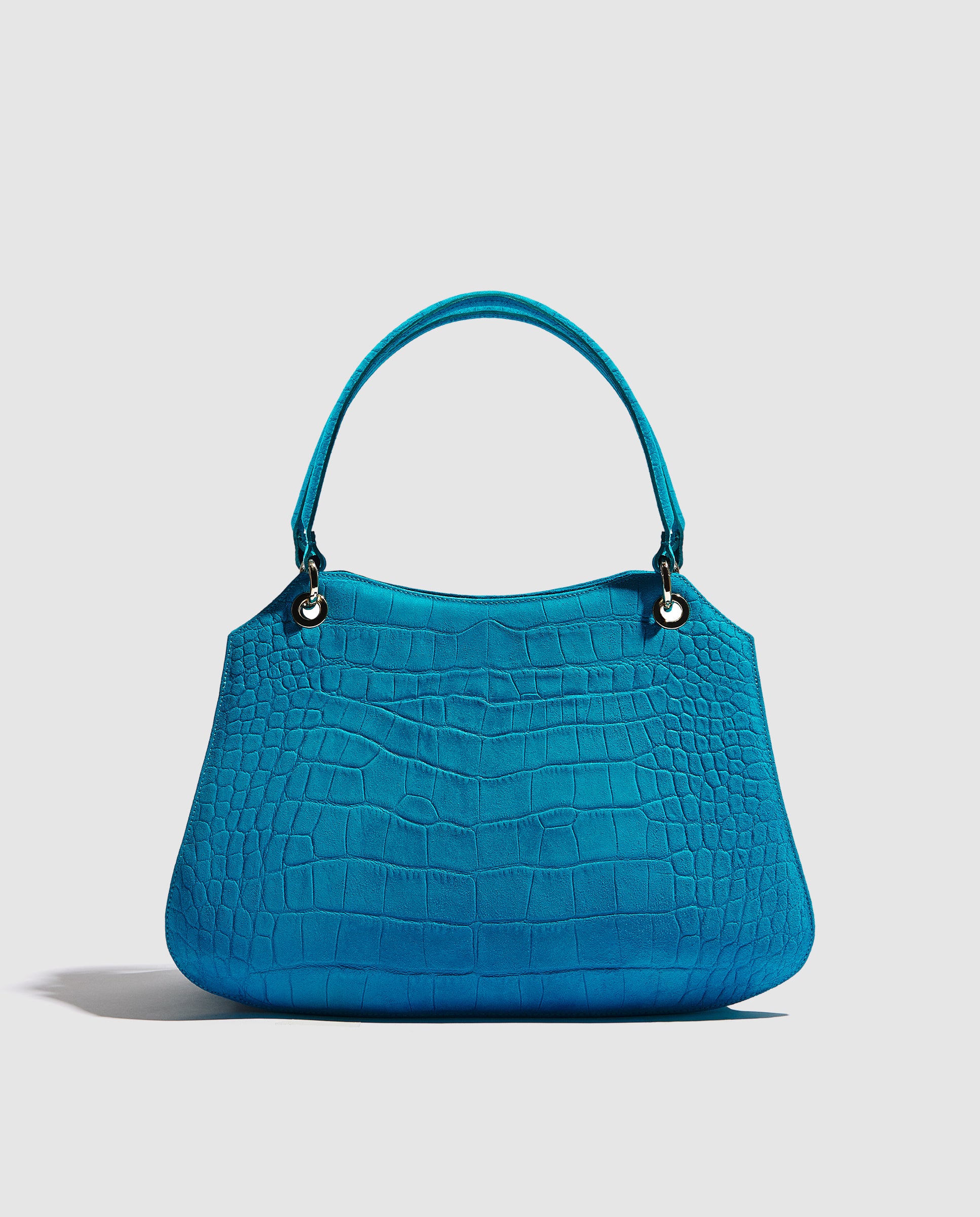Bolso de mano turquesa efecto cocodrilo
