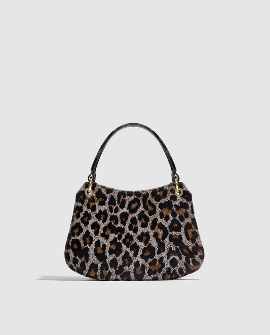 Bolso de mano estampado leopardo gris